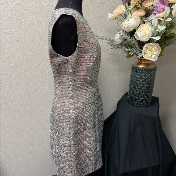 Tahari Arthur Levine Metallic Tweed Shift Dress Sleeveless Career 8 - Picture 4 of 7